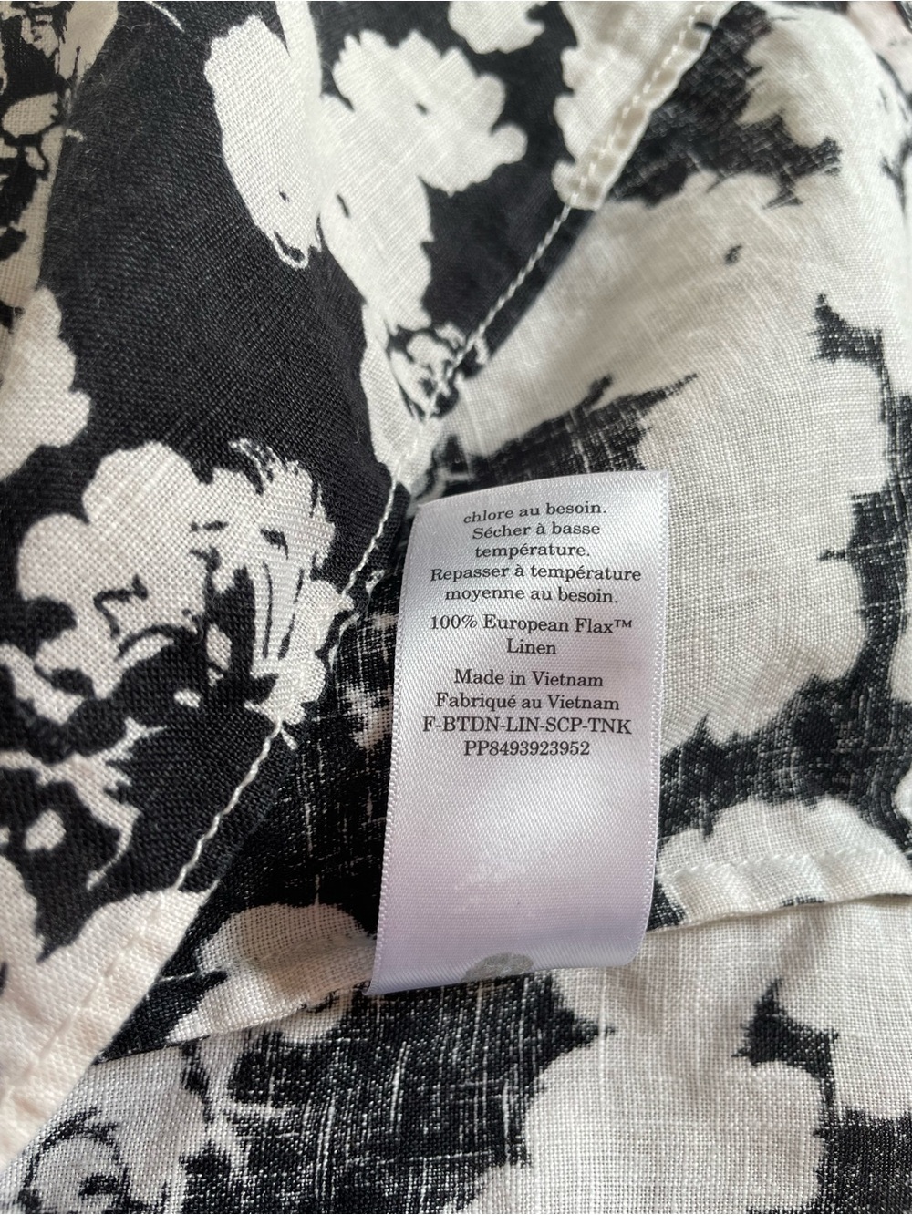 Everlane 100% linen scoop tank black / bone floral print sleeveless blouse sz 6 - Picture 8 of 8